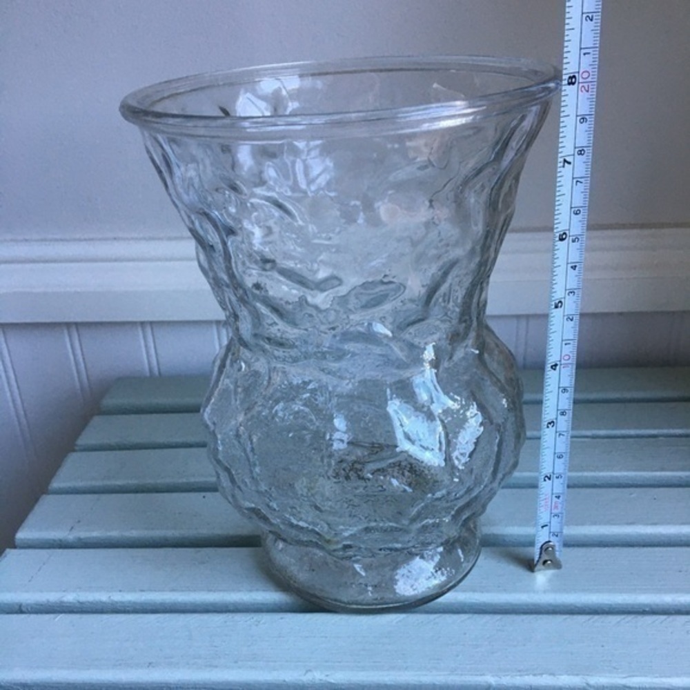 Vintage E O Brody Tiered Clear Crinkle Glass Vase - Picture 5 of 7